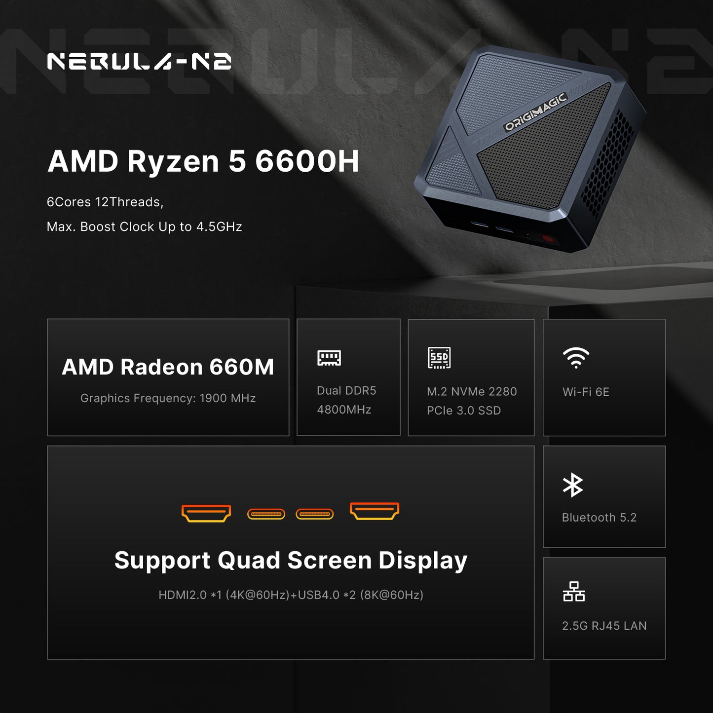 Origimagic Gaming Mini PC N2 - Ryzen 5 6600H