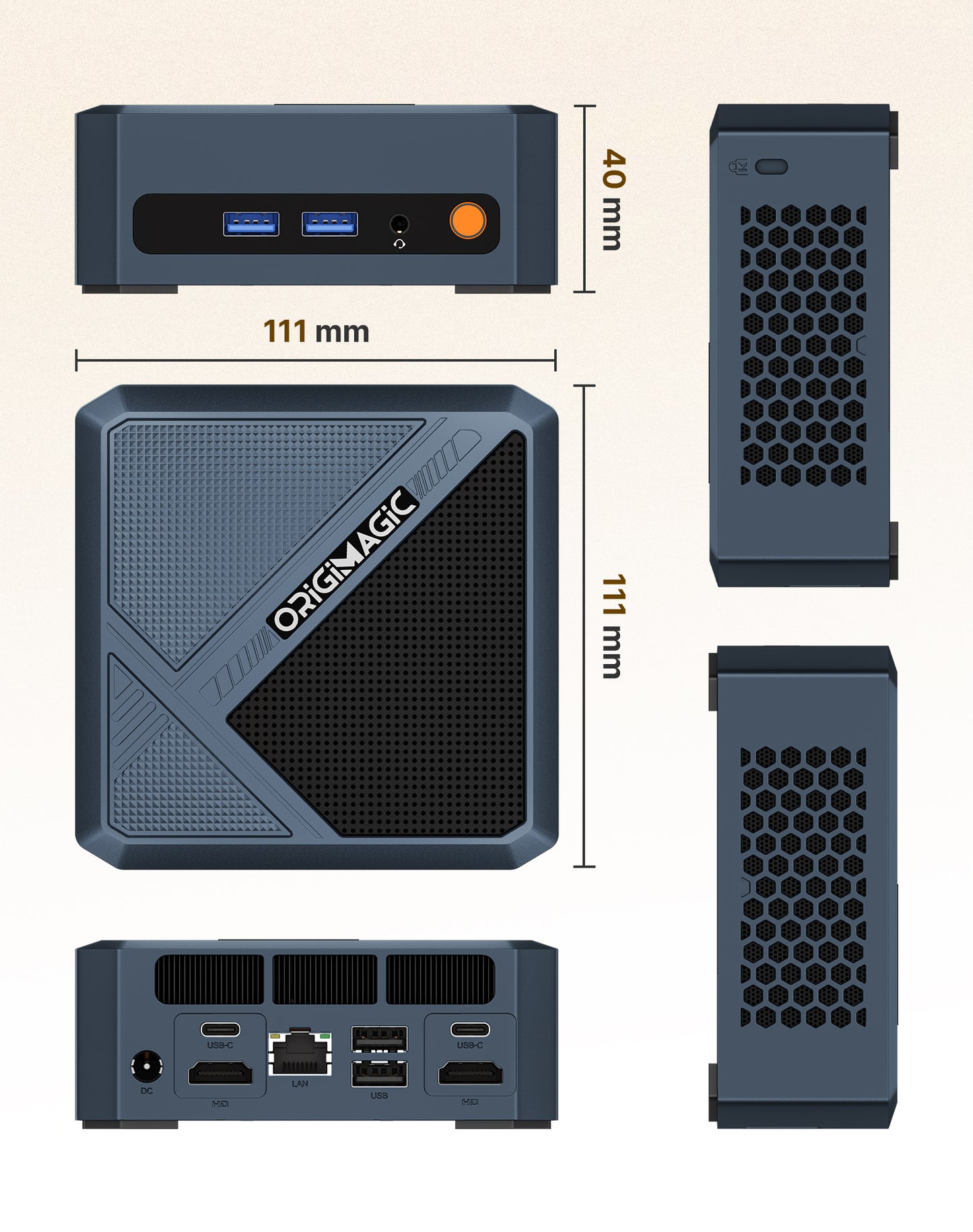 C8 Mini PC, AMD Ryzen 5400U Mini Computer, 16GB DDR4 RAM 512GB NVMe SSD 4C/8T, Four 4K@60Hz Displays, Dual HDMI 2.0, Dual USB-C, 2.5Gb LAN, Wi-Fi 5, Win11 Pro/Ubuntu, Business Office Desktop PC