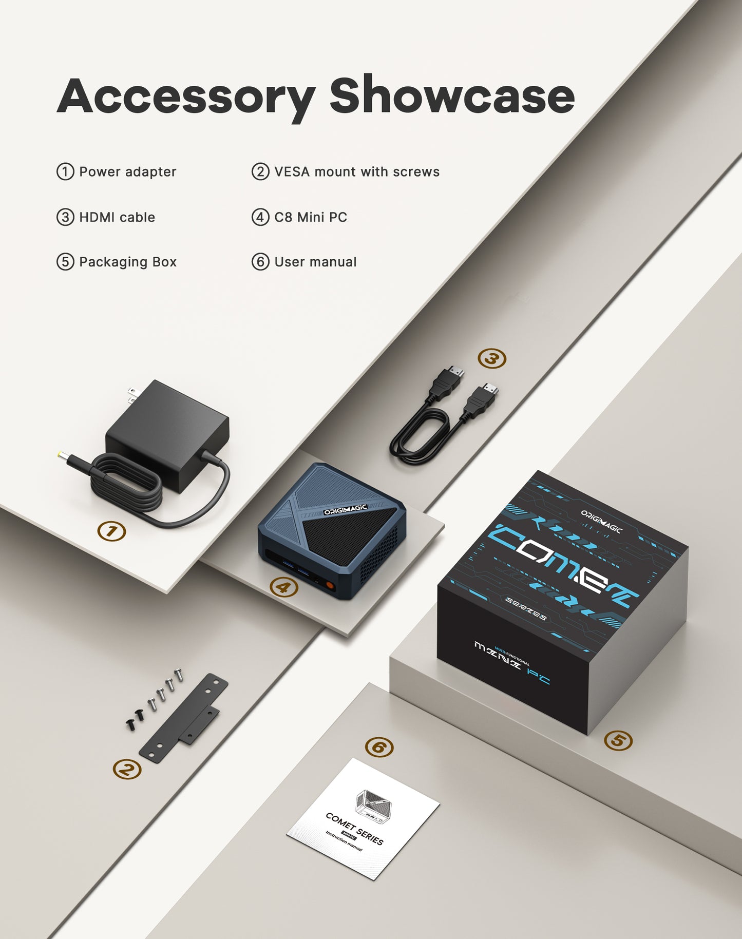 C8 Mini PC, AMD Ryzen 5400U Mini Computer, 16GB DDR4 RAM 512GB NVMe SSD 4C/8T, Four 4K@60Hz Displays, Dual HDMI 2.0, Dual USB-C, 2.5Gb LAN, Wi-Fi 5, Win11 Pro/Ubuntu, Business Office Desktop PC