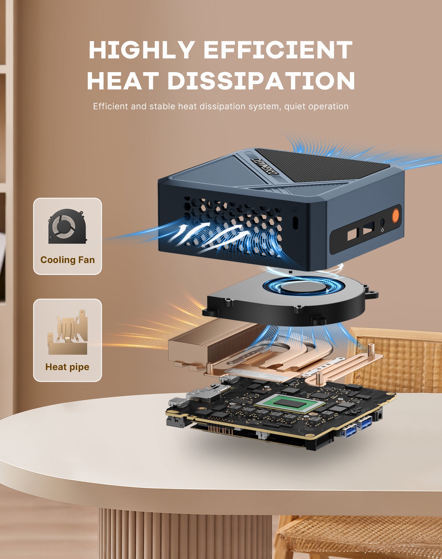 C8 Mini PC, AMD Ryzen 5400U Mini Computer, 16GB DDR4 RAM 512GB NVMe SSD 4C/8T, Four 4K@60Hz Displays, Dual HDMI 2.0, Dual USB-C, 2.5Gb LAN, Wi-Fi 5, Win11 Pro/Ubuntu, Business Office Desktop PC