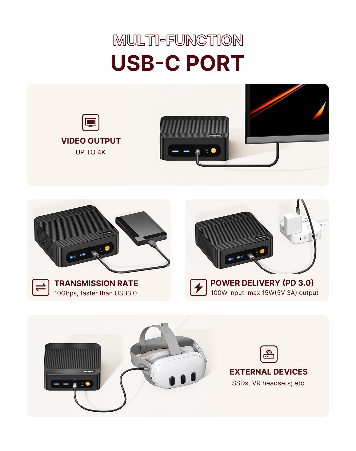 N4 Gaming Mini PC AMD Ryzen 9 6900HX(8C/16T,Up to 4.9Ghz) Windows 11 Pro 32GB DDR5 1TB M.2 NVME SSD Mini Desktop Computer/Dual Gigabit LAN/WiFi 6E/BT5.3/4K Triple Display(HDMI 2.0/DP/USB-C)